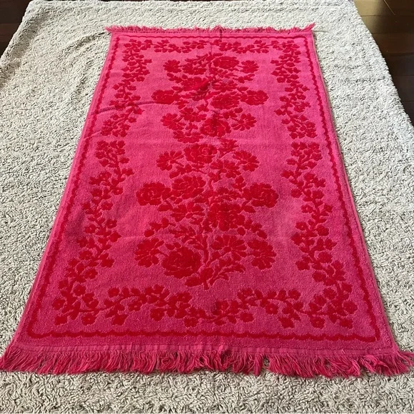 Monticello vintage bath luxury red pink floral 70s 60s mcm towel set gift 🩷❤️🩷